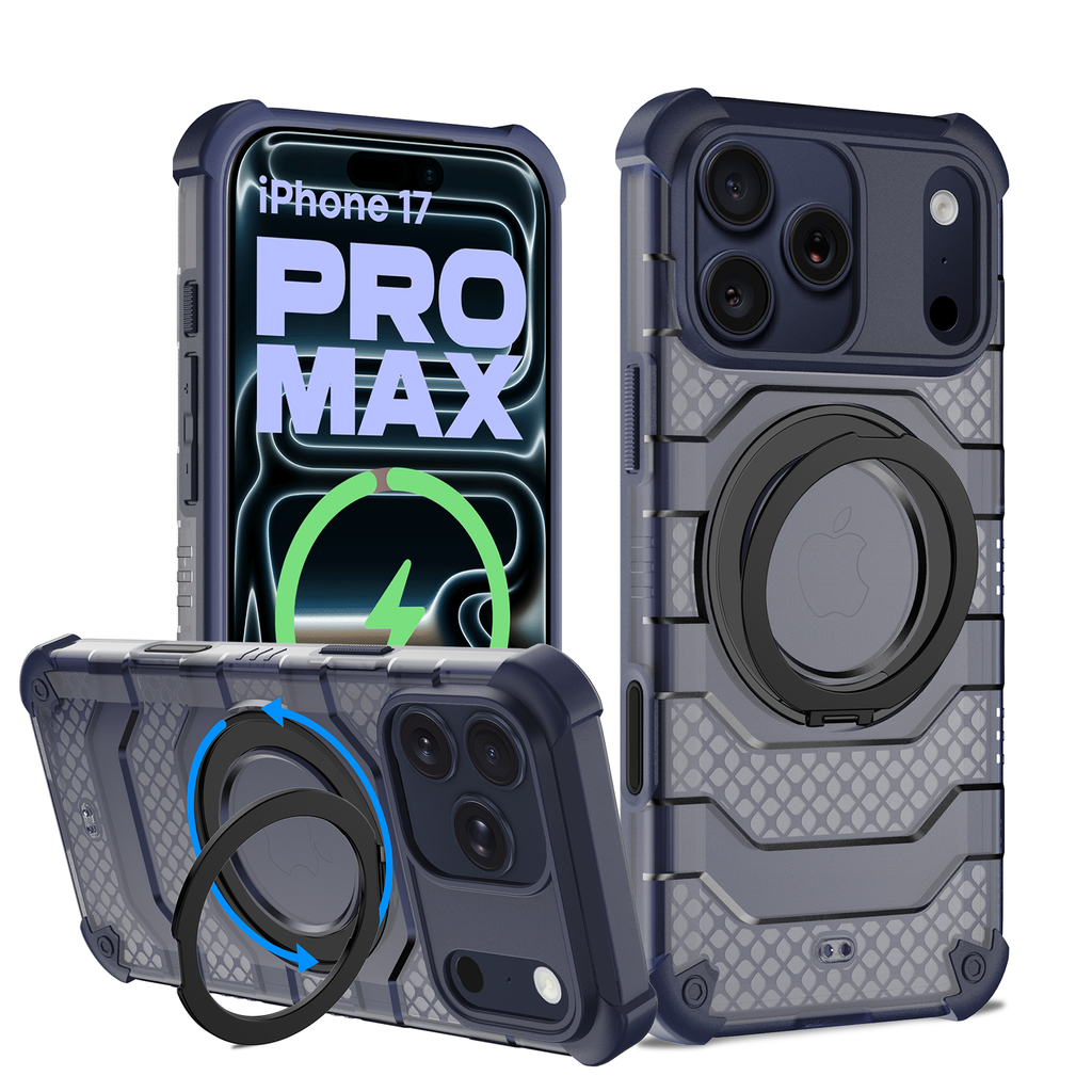Apple iPhone 17 Pro Max (6.9 inch) Back Cover | Explorer MagSnap Series With 360° Ring Stand, Deep Blue