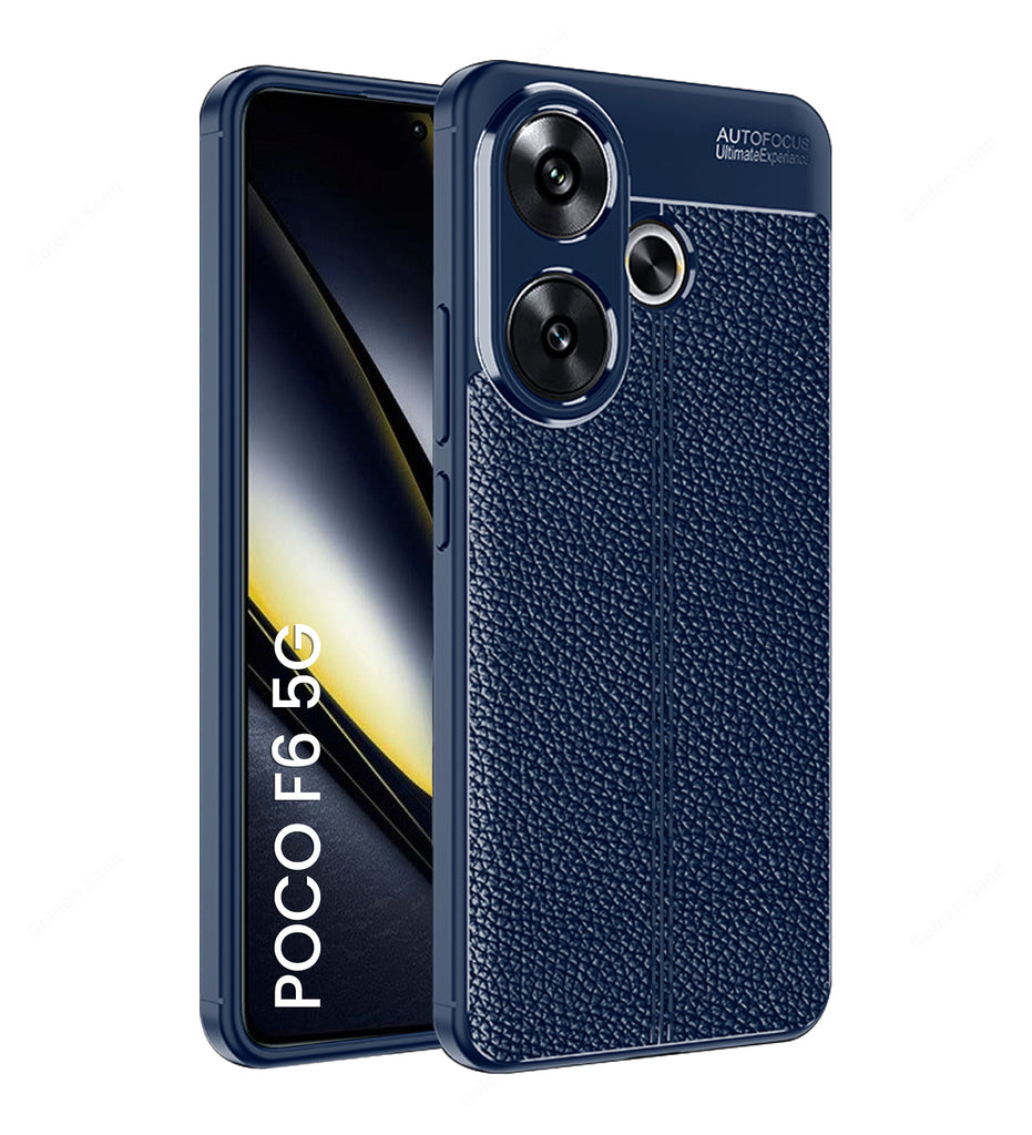 Leather Armor TPU Series Shockproof Armor Back Cover for POCO F6 5G, 6.67 inch, Blue