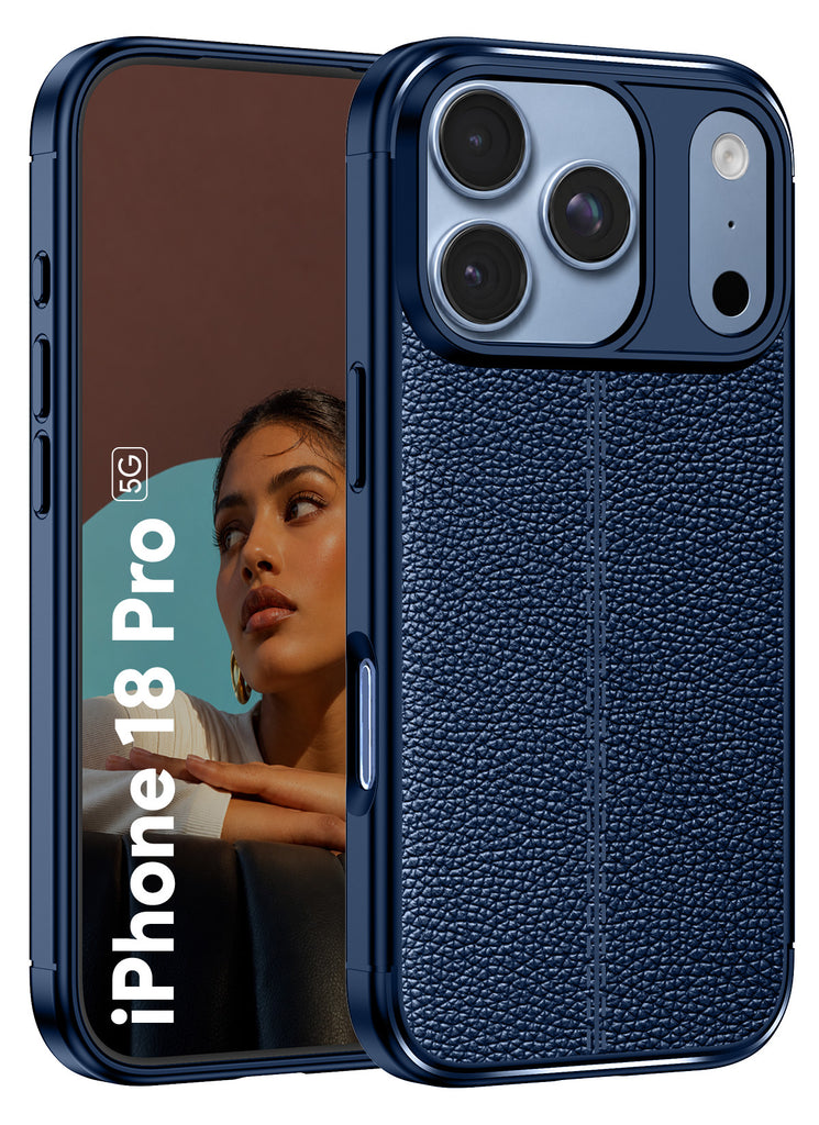 Apple iPhone 18 Pro 5G (6.3 inch) Back Cover | Vegan Leather Series, Blue