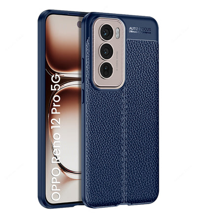 OPPO Reno 12 Pro 5G (6.7 inch) Back Cover | Vegan Leather Series, Blue