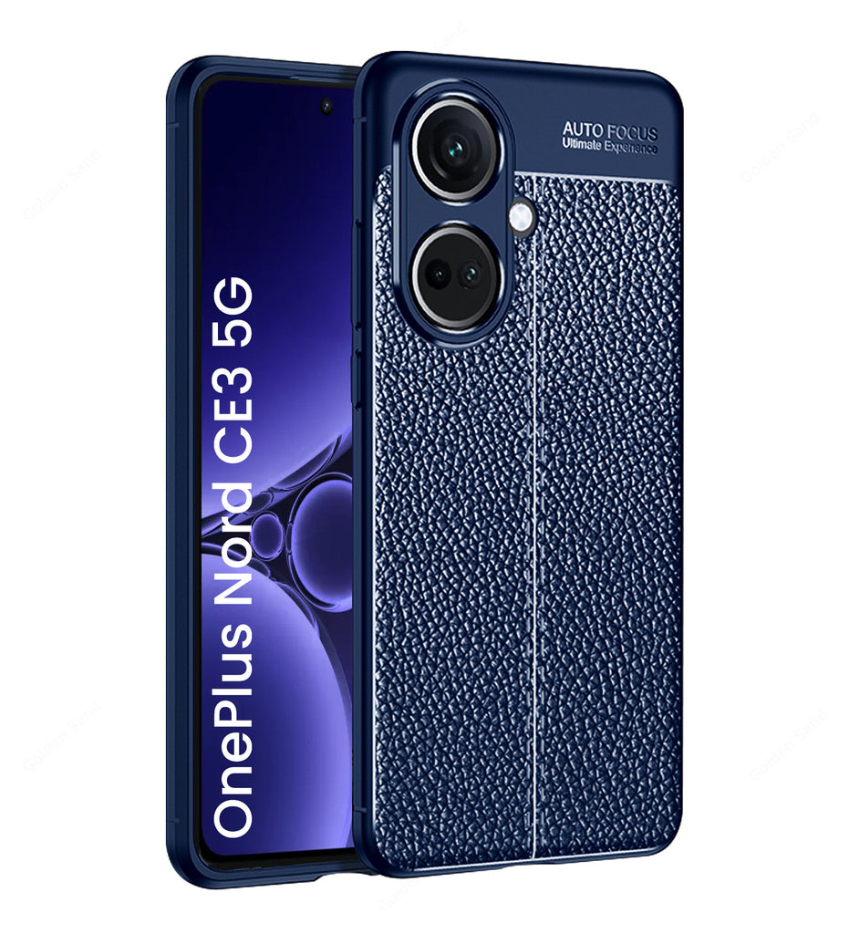 Leather Armor TPU Series Shockproof Armor Back Cover for OnePlus Nord CE 3 5G, 6.7 inch, Blue