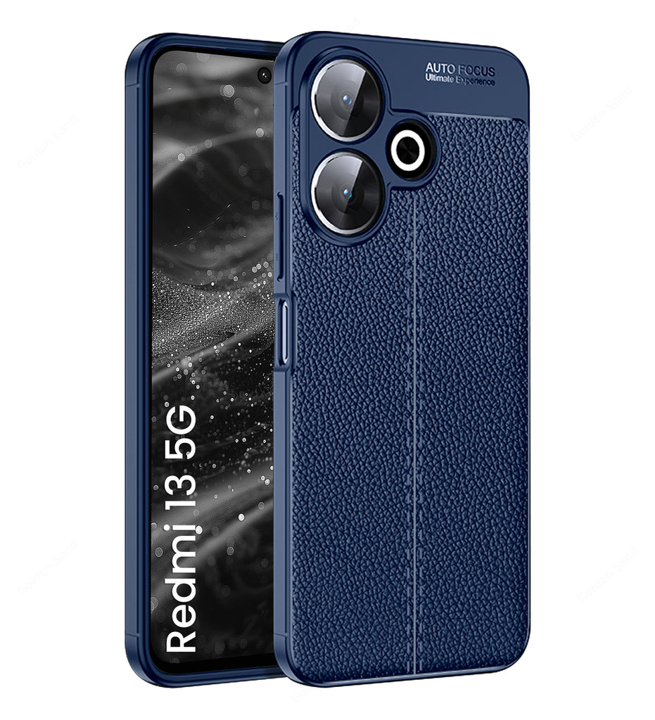 Leather Armor TPU Series Shockproof Armor Back Cover for Redmi 13 5G, 6.79 inch, Blue