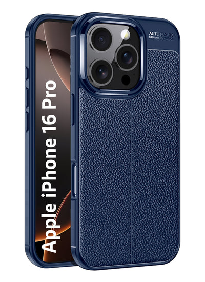 Apple iPhone 16 Pro (6.3 inch) Back Cover | Vegan Leather Series, Blue