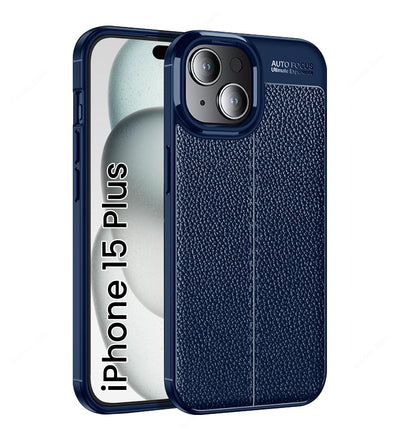Apple iPhone 15 Plus (6.7 inch) Back Cover | Vegan Leather Series, Blue