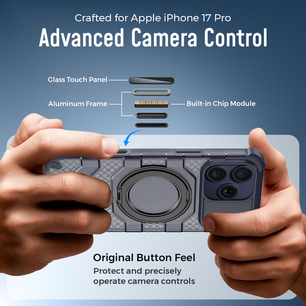 Apple iPhone 17 Pro (6.3 inch) Back Cover | Explorer MagSnap Series With 360° Ring Stand, Deep Blue