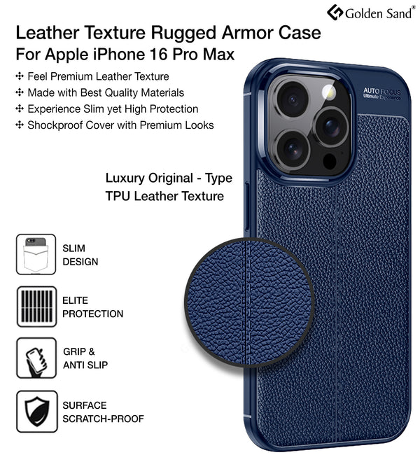 Apple iPhone 16 Pro Max (6.9 inch) Back Cover | Vegan Leather Series, Blue