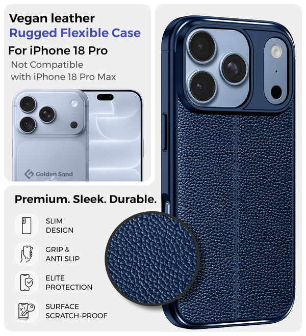 Apple iPhone 18 Pro 5G (6.3 inch) Back Cover | Vegan Leather Series, Blue