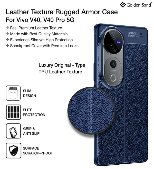 Vivo V40 5G, Vivo V40 Pro 5G, Vivo T3 Ultra 5G (6.78 inch) Back Cover | Vegan Leather Series, Blue