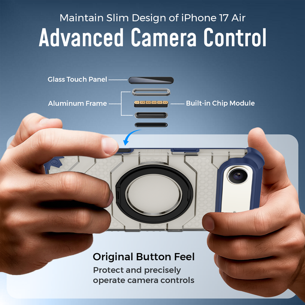 Apple iPhone 17 Air, iPhone Air (6.9 inch) Back Cover | Explorer MagSnap Series With 360° Ring Stand, Deep Blue