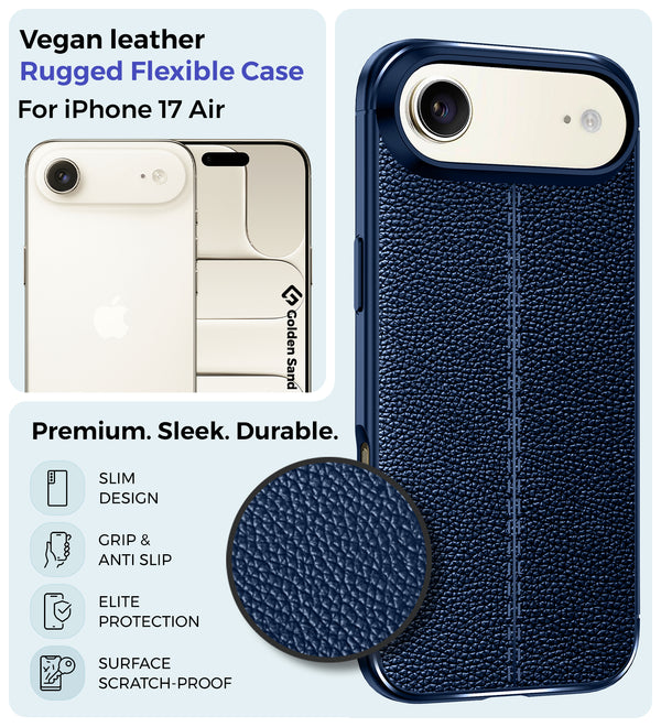 Apple iPhone Air, iPhone 17 Air 5G (6.9 inch) Back Cover | Vegan Leather Series, Deep Blue
