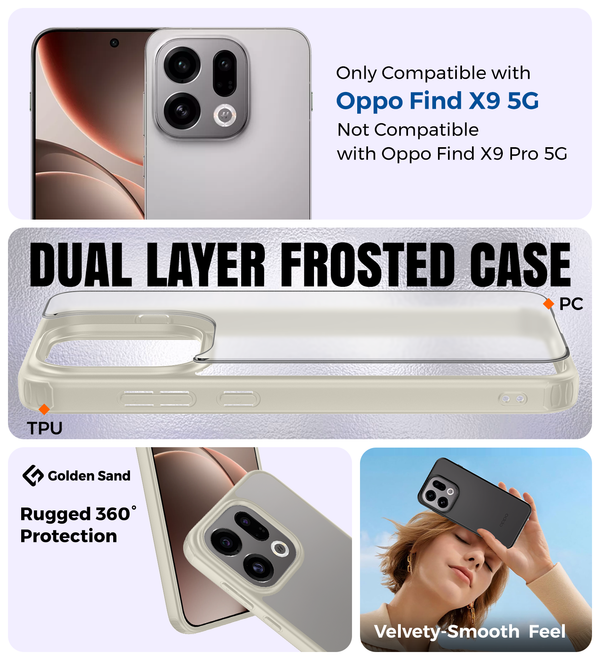 Oppo Find X9 5G (6.59 inch) Back Cover | Rugged Frosted Series, Ivory