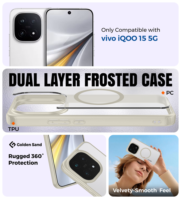 iQOO 15 5G (6.85 inch) Back Cover | Rugged Frosted MagSnap Series, Ivory