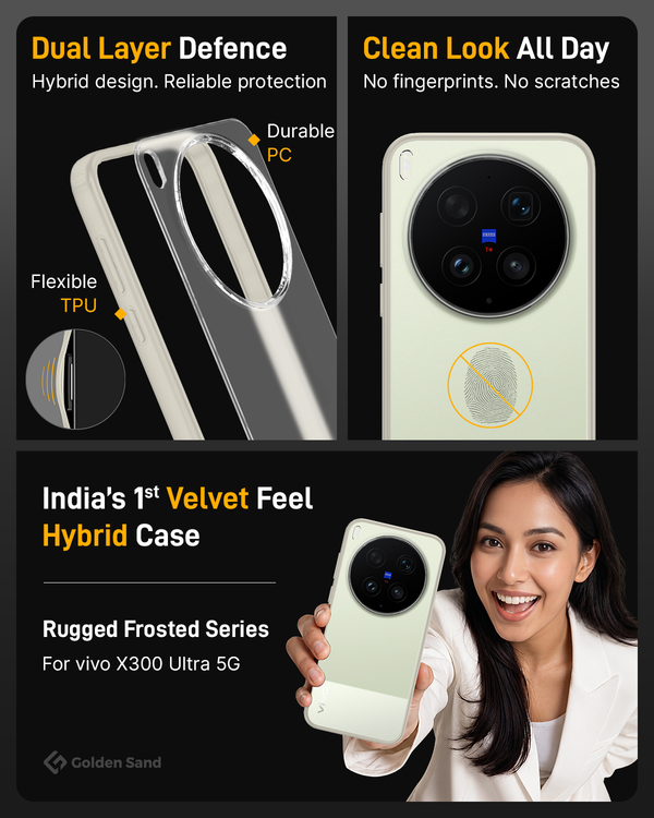 Vivo X300 Ultra 5G (6.82 inch) Back Cover | Rugged Frosted Series, Ivory