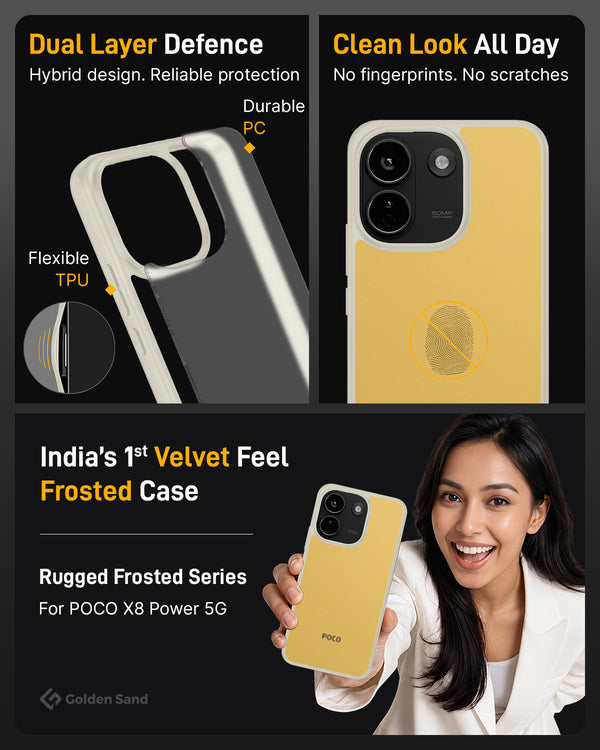 POCO X8 Power 5G (6.83 inch) Back Cover | Rugged Frosted Series, Ivory