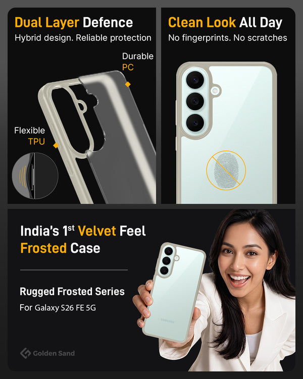 Samsung Galaxy S26 FE 5G (6.7 inch) Back Cover | Rugged Frosted Series, Pistachio Ivory