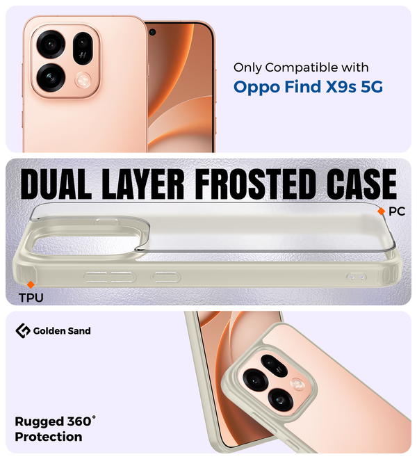 Oppo Find X9s 5G (6.59 inch) Back Cover | Rugged Frosted Series, Sunset Ivory