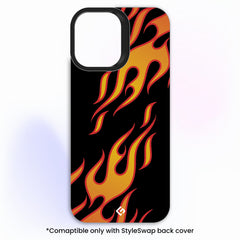 Orange Fire Black [Abstract Theme] - StyleSwap Back Panel