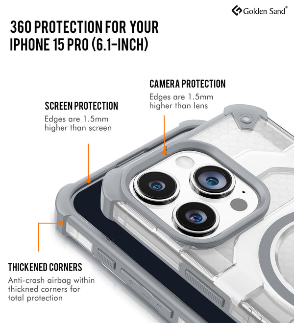 Apple iPhone 15 Pro (6.1 inch) Back Cover | Explorer Series, [Magsafe Compatible], Grey