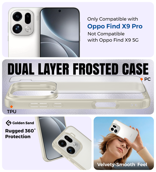 Oppo Find X9 Pro 5G (6.78 inch) Back Cover | Rugged Frosted Series, Ivory