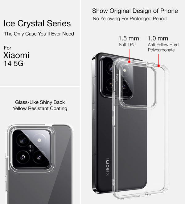 Xiaomi 14 5G (6.36 inch) Back Cover | Ice Crystal Series, Crystal Clear