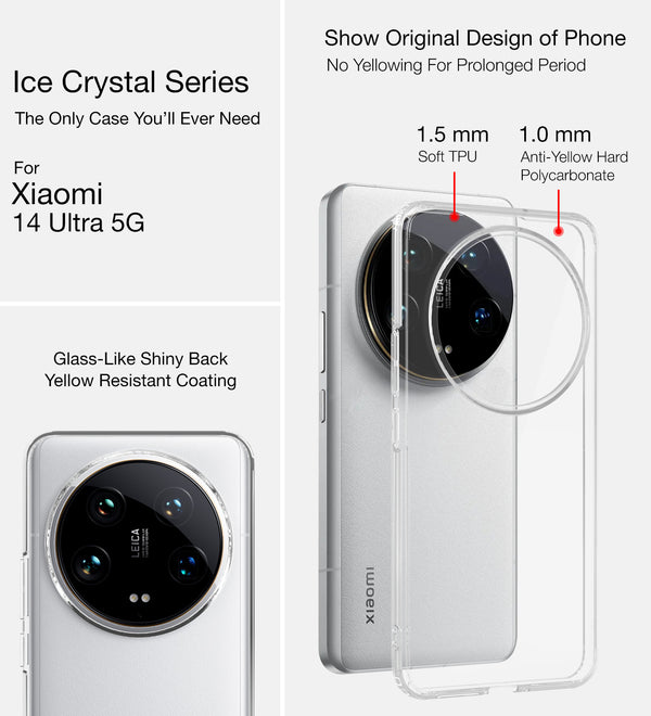 Xiaomi 14 Ultra 5G (6.73 inch) Back Cover | Ice Crystal Series, Crystal Clear