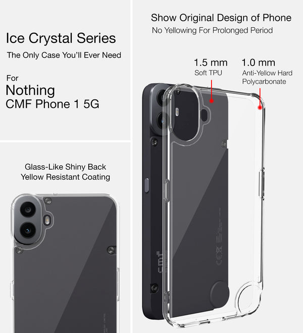 Nothing CMF Phone 1 5G (6.67 inch) Back Cover | Ice Crystal Series, Crystal Clear