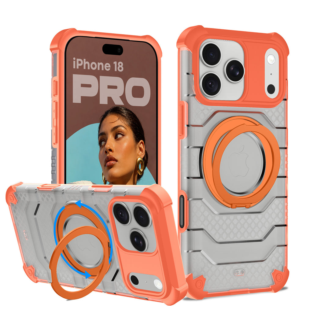 Apple iPhone 18 Pro (6.3 inch) Back Cover | Explorer Series, [Magsafe Compatible With Ring], Cosmic Orange