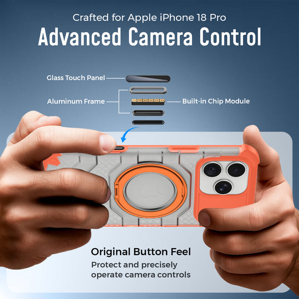 Apple iPhone 18 Pro (6.3 inch) Back Cover | Explorer Series, [Magsafe Compatible With Ring], Cosmic Orange