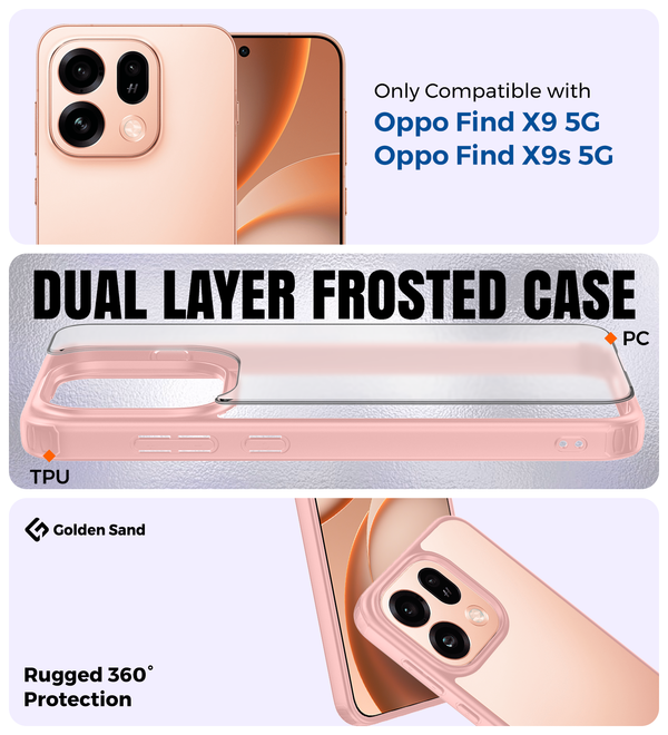 Oppo Find X9s 5G, Oppo Find X9 5G (6.59 inch) Back Cover | Rugged Frosted Series, Mist Pink