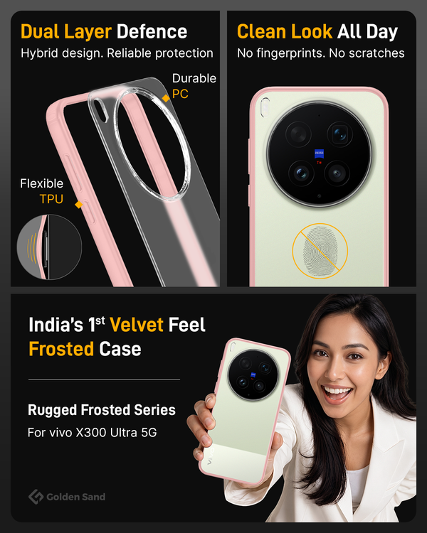 Vivo X300 Ultra 5G (6.82 inch) Back Cover | Rugged Frosted Series, Lilac Pink