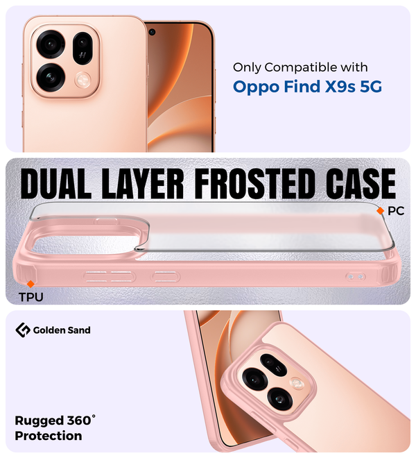 Oppo Find X9s 5G (6.59 inch) Back Cover | Rugged Frosted Series, Sunset Pink