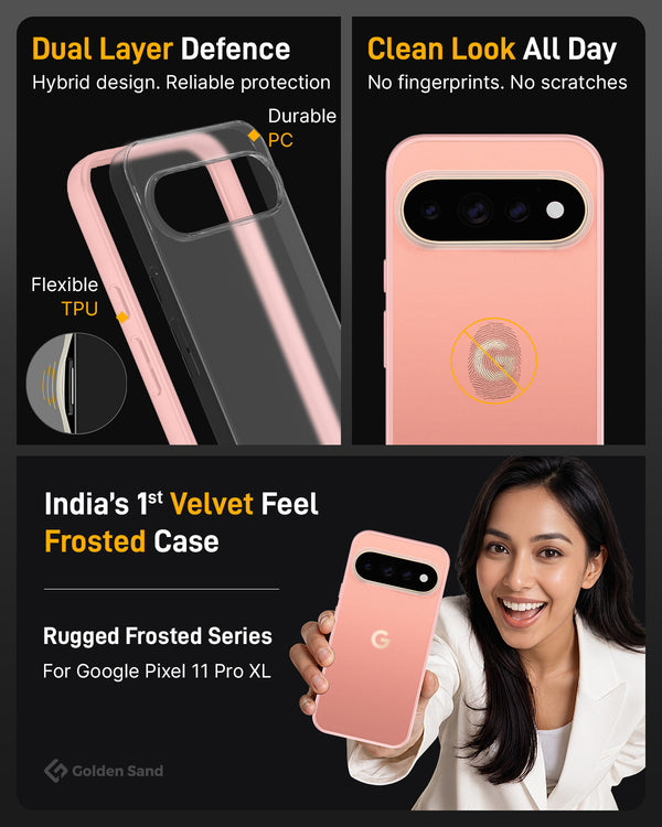 Google Pixel 11 Pro XL 5G (6.8 inch) Back Cover | Rugged Frosted Series, Canyon Pink