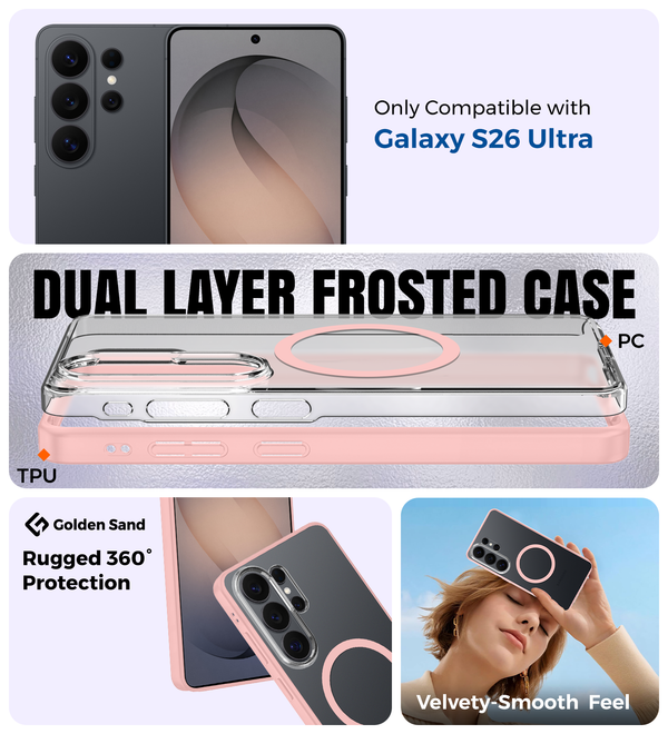 Samsung Galaxy S26 Ultra 5G (6.9 inch) Back Cover | Rugged Frosted MagSnap Series, Pink