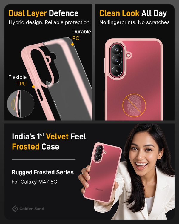 Samsung Galaxy M47 5G (6.7 inch) Back Cover | Rugged Frosted Series, Pink