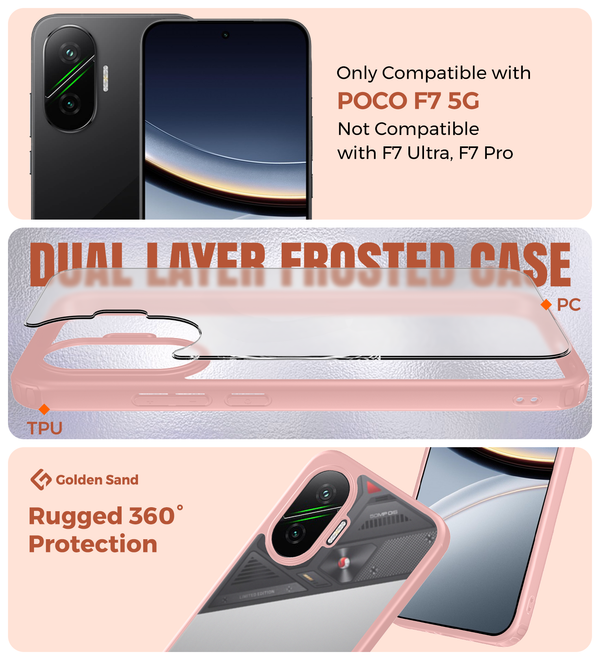 POCO F7 5G (6.83 inch) Back Cover | Rugged Frosted Series, Pink