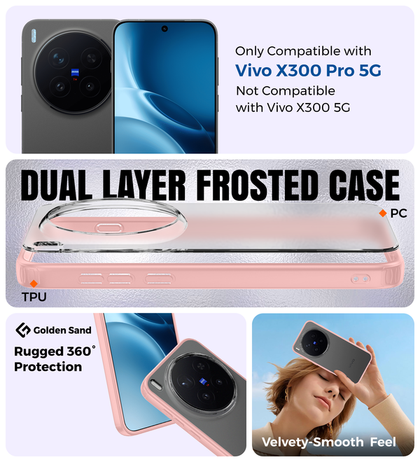 Vivo X300 Pro 5G (6.78 inch) Back Cover | Rugged Frosted Series, Dune Pink