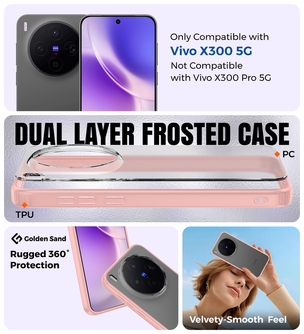 Vivo X300 5G (6.31 inch) Back Cover | Rugged Frosted Series, Summit Pink