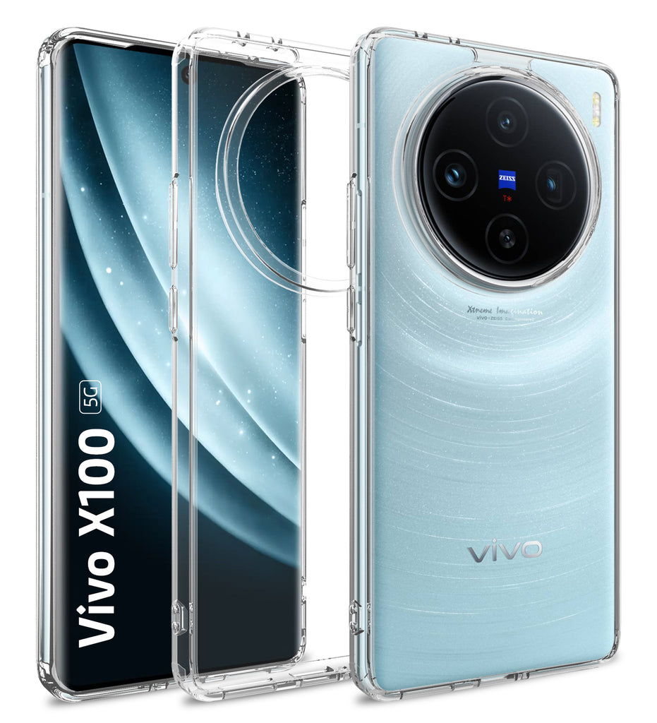 Ice Crystal Series Hybrid Transparent PC Military Grade TPU Back Cover for Vivo X100 5G, 6.78 inch, Crystal Clear