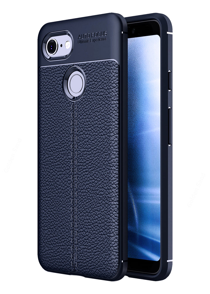 Back Cover, Drop Tested, TPU (Rubber), blue, Google, Leather, Leather Armor TPU, ₹500 - ₹699, Solid, Slim Design, Pixel 3, 