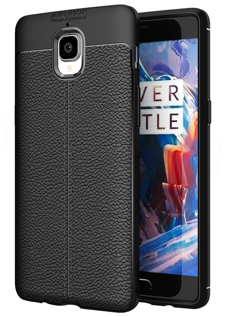 Back Cover, Drop Tested, TPU (Rubber), black, Leather, Leather Armor TPU, ₹500 - ₹699, Solid, Slim Design, oneplus, oneplus 3, oneplus 3T