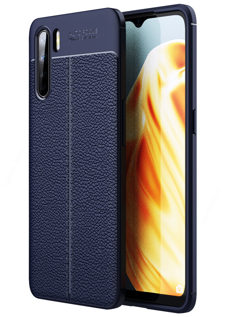 Oppo F15 (6.4 inch) Back Cover | Vegan Leather Series, Blue