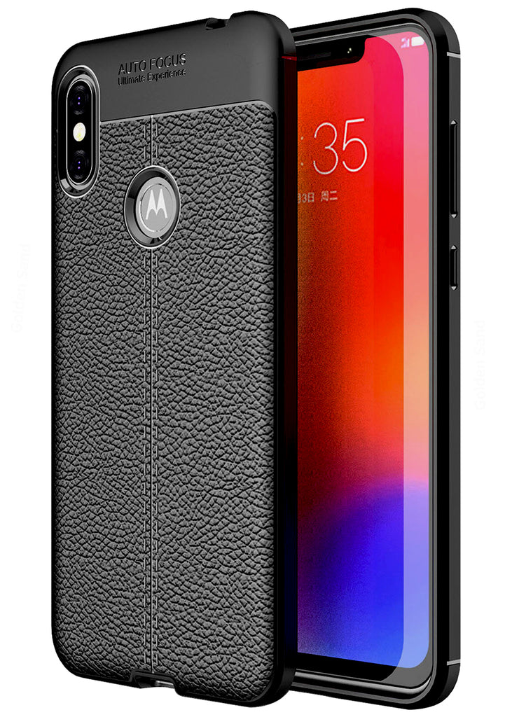 Back Cover, Drop Tested, TPU (Rubber), black, Leather, Leather Armor TPU, ₹500 - ₹699, Solid, Slim Design, Moto, Moto P30 Note, Motorola, 