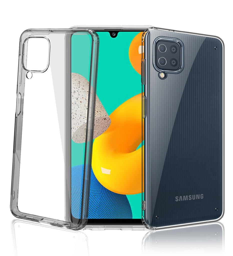 Samsung Galaxy M32 4G, Samsung Galaxy F22 (6.4 inch) Back Cover | Ice Crystal Series [Anti Yellow], Black Clear