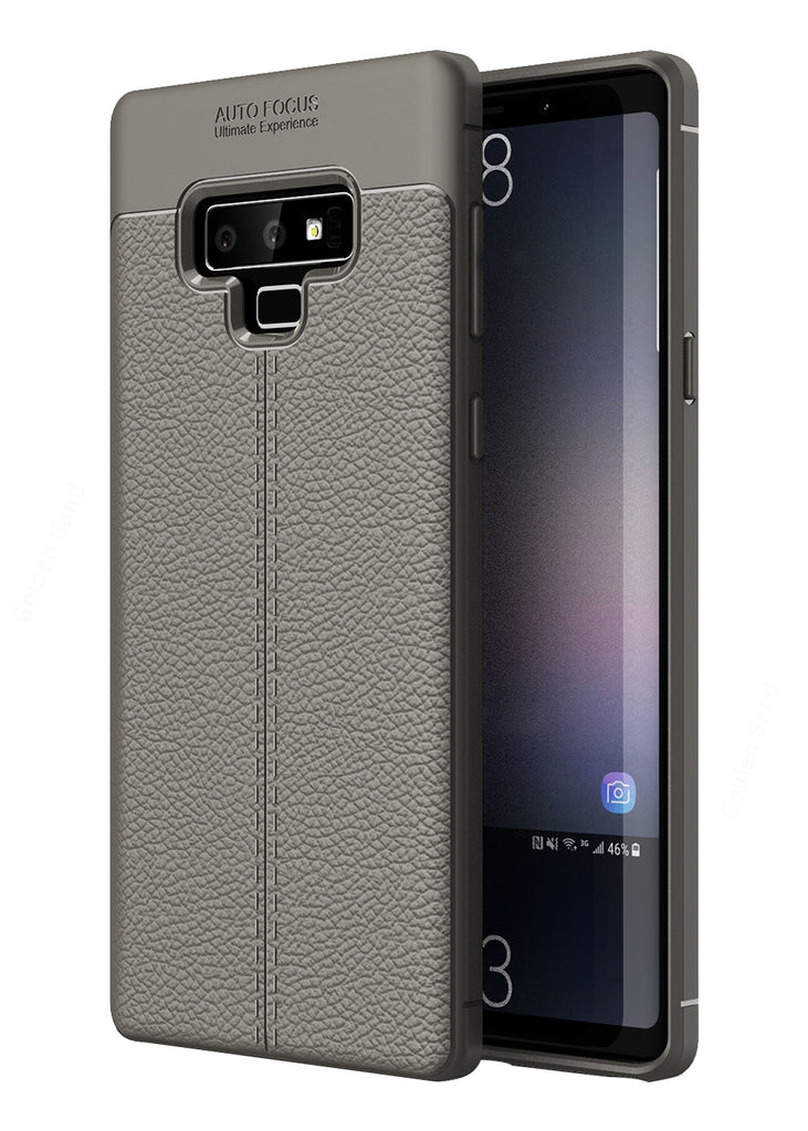 Back Cover, Drop Tested, TPU (Rubber), Galaxy Note 9, Grey, Leather, Leather Armor TPU, ₹500 - ₹699, Solid, Slim Design, , samsung