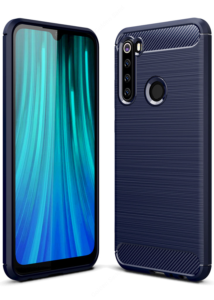 Carbon Fibre Series Shockproof Armor Back Cover for Xiaomi Redmi Note 8 6.3 inch, Blue