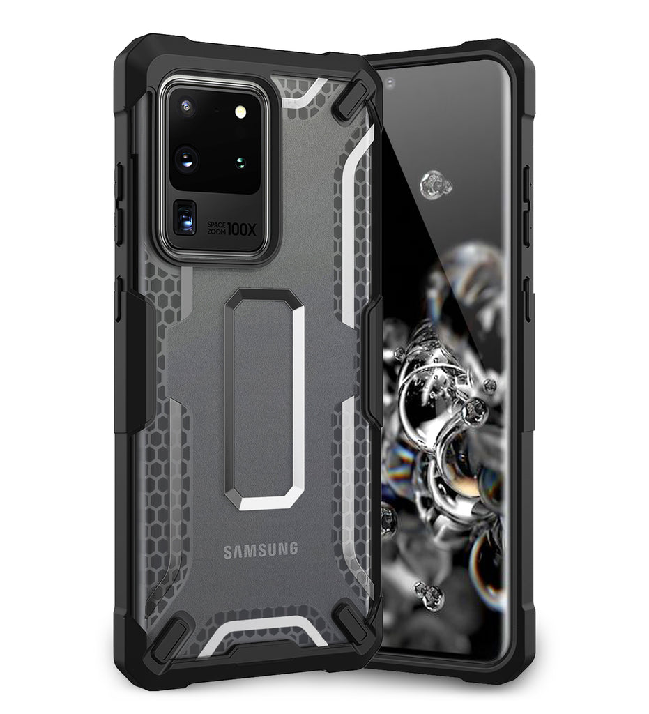 Back Cover, Drop Tested, TPU (Rubber), black, Drop Defense Pro, ₹700 - ₹999, PolyCarbonate (Plastic), Ultra Protection, , s20 ultra, samsung, translucent