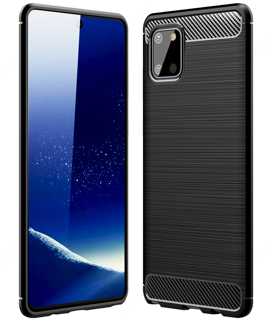 Carbon Fibre Series Shockproof Armor Back Cover for Samsung Galaxy Note 10 Lite 6.7 inch, Black