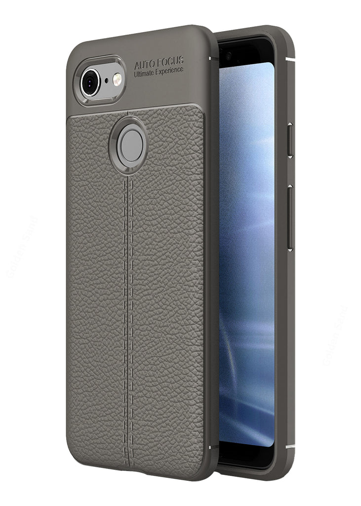 Back Cover, Drop Tested, TPU (Rubber), Google, Grey, Leather, Leather Armor TPU, ₹500 - ₹699, Solid, Slim Design, Pixel 3, 