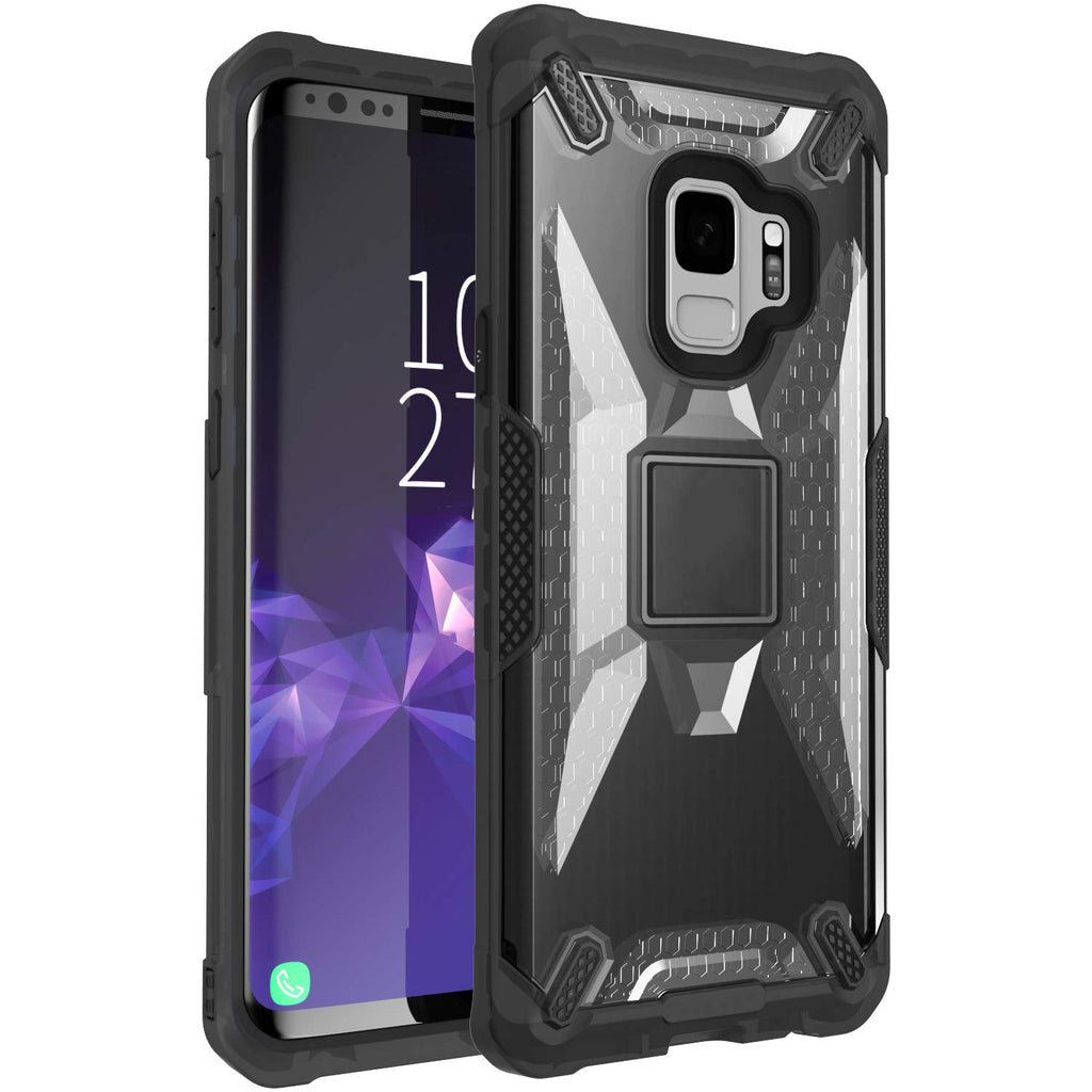 Defense Series Rugged Bumper Armor Transparent Bumper Back Cover for Samsung Galaxy S9, Ice White