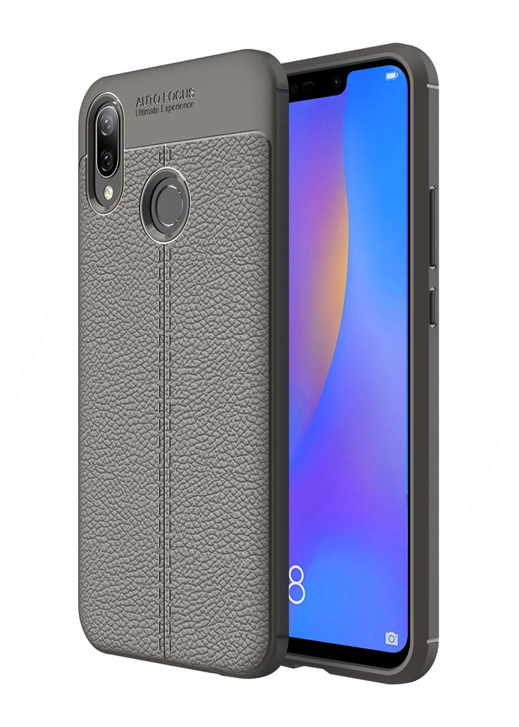 Back Cover, Drop Tested, TPU (Rubber), Grey, Huawei, Leather, Nova 3i, Leather Armor TPU, ₹500 - ₹699, Solid, Slim Design